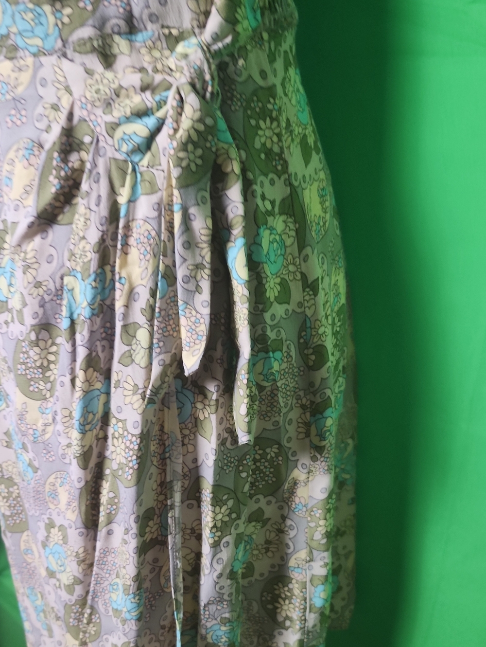 Vintage Y2K Nanette Lepore Turquoise Olive Floral Sweetheart Dress 4 - Picture 6 of 10
